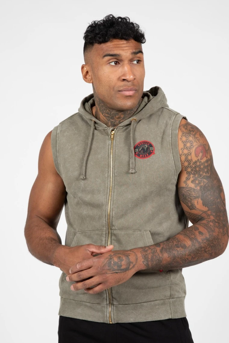 Silverdale Sleeveless Hoodie - Army Green - Image 1